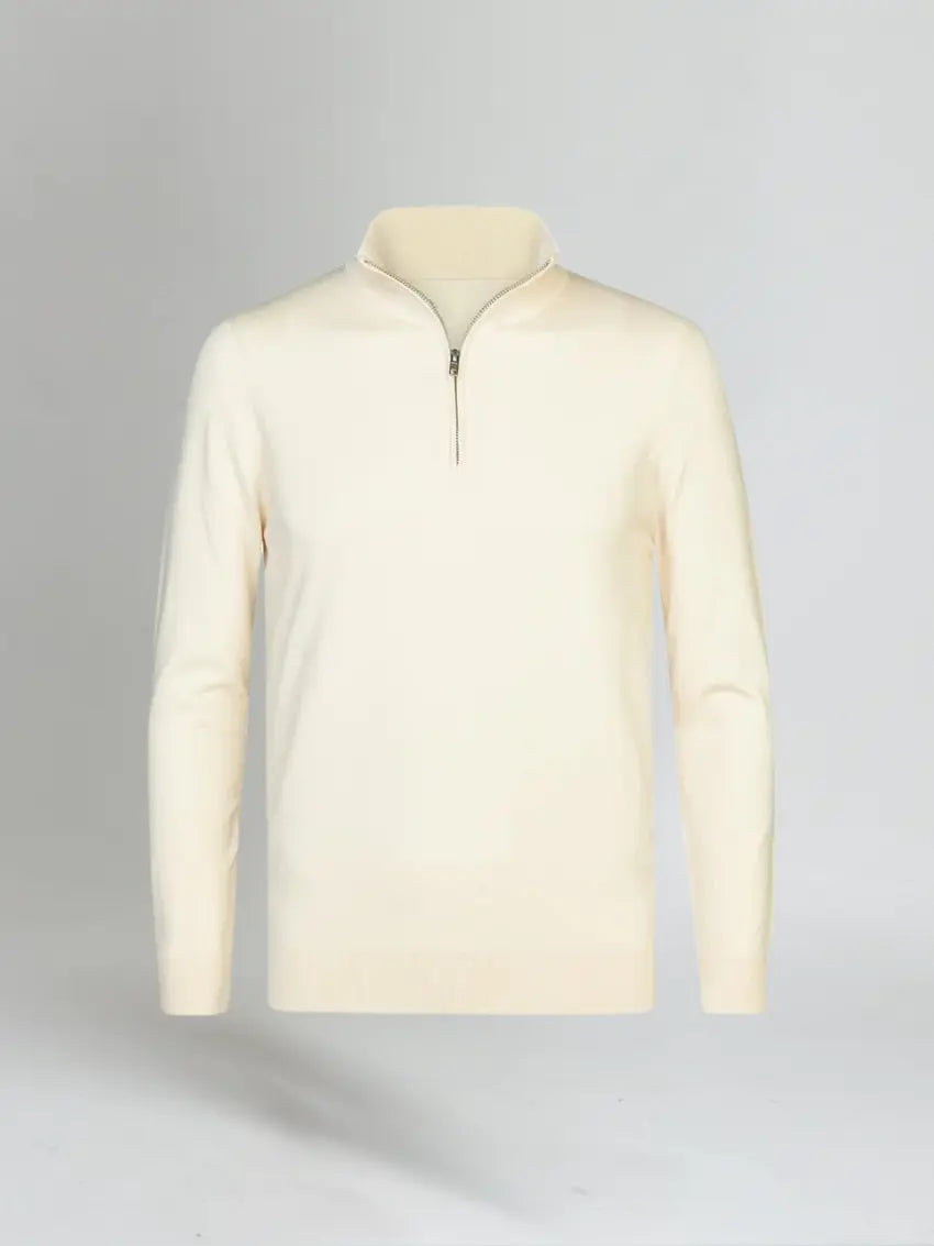 Essential Half Zip Sweater - White