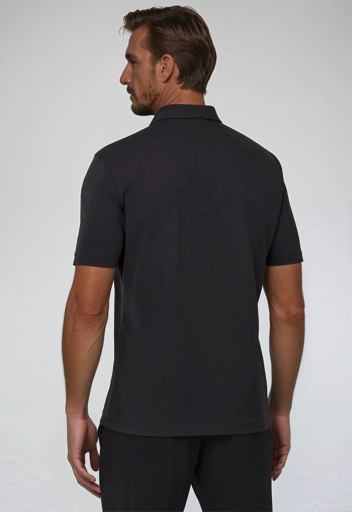 Black Polo Shirt with Zip