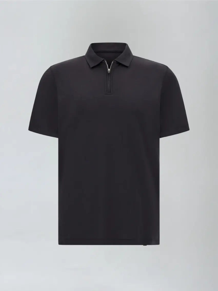 Black Polo Shirt with Zip