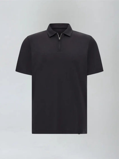 Black Polo Shirt with Zip