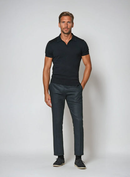 Buttonless Polo – Navy Blue