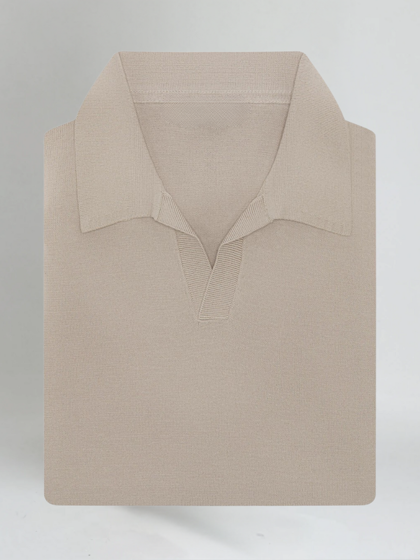 Buttonless Polo - Taupe