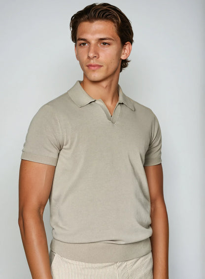 Buttonless Polo - Taupe