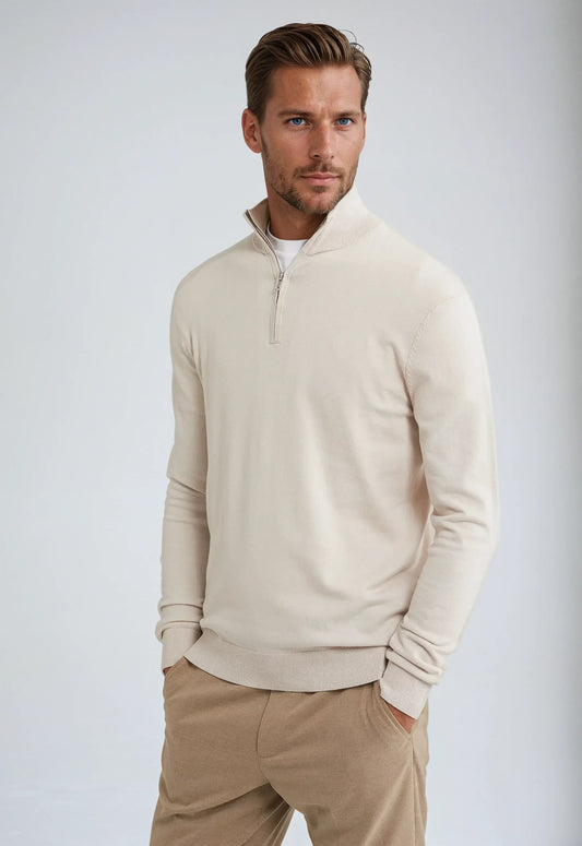 Half Zip Sweater – Beige