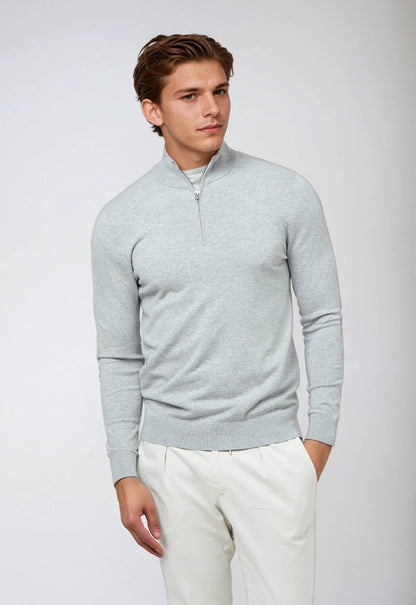 Half Zip Sweater – Light Grey
