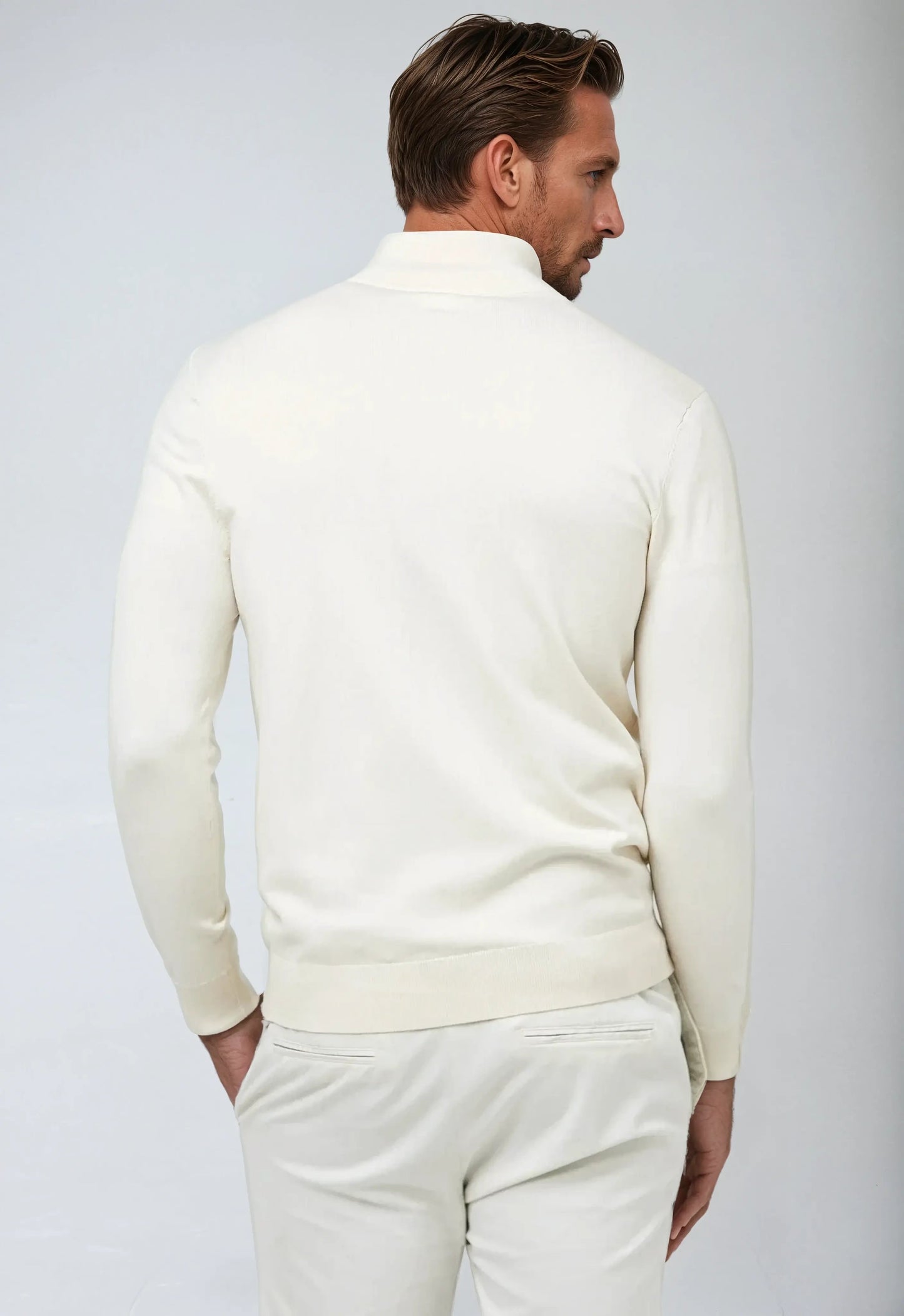 Essential Half Zip Sweater - White