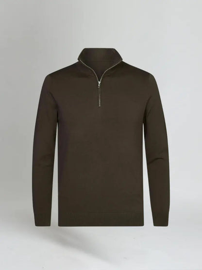 Essential Half Zip Sweater - Dark Brown