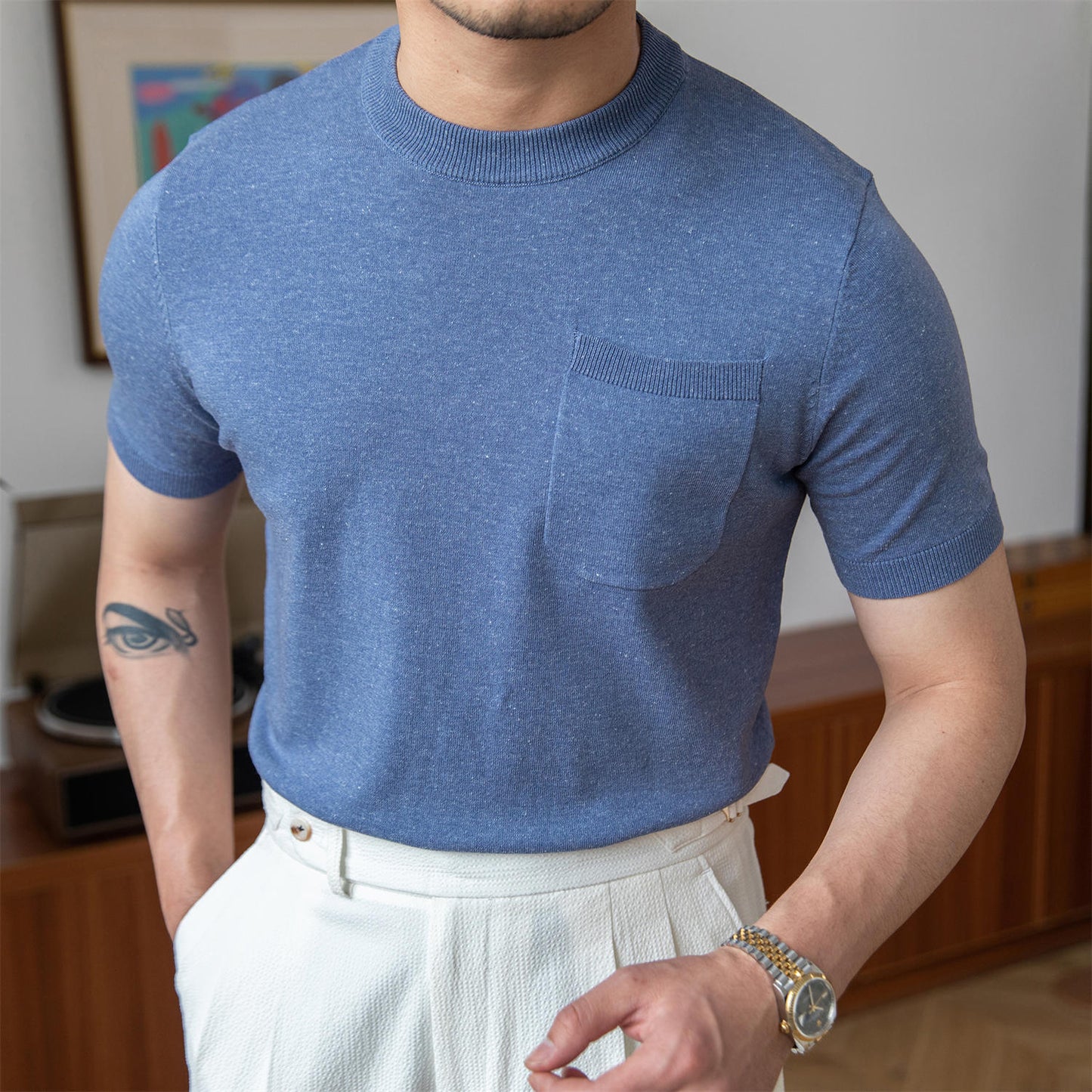 Knitted Linen Blend T-Shirt