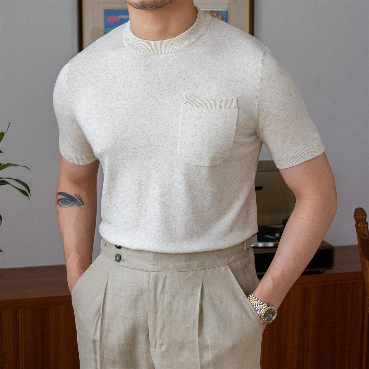 Knitted Linen Blend T-Shirt