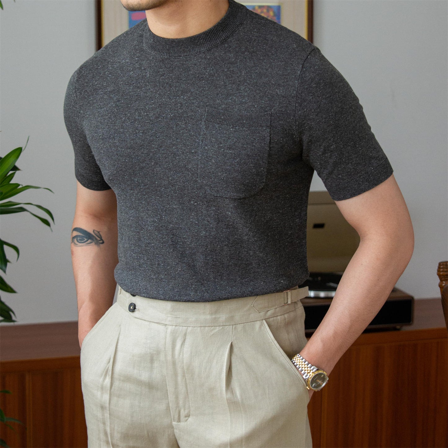 Knitted Linen Blend T-Shirt