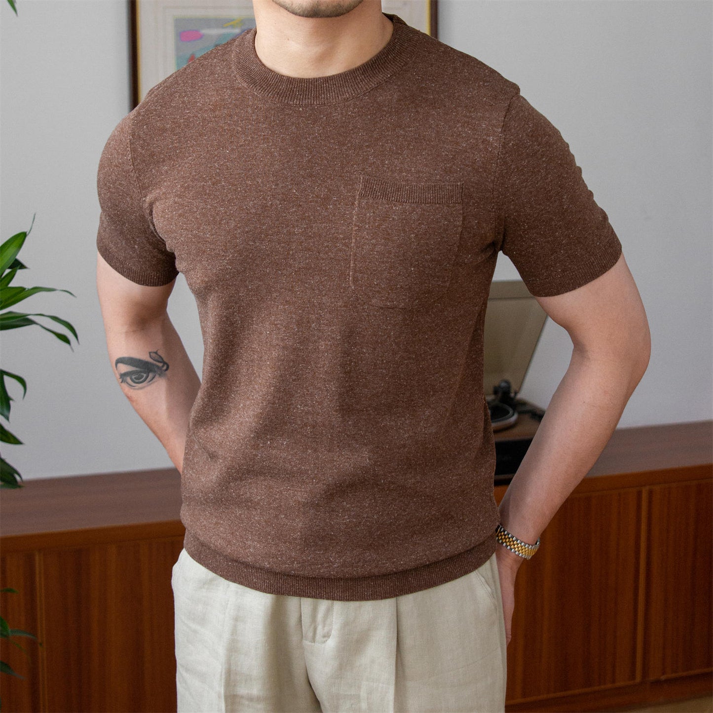 Knitted Linen Blend T-Shirt