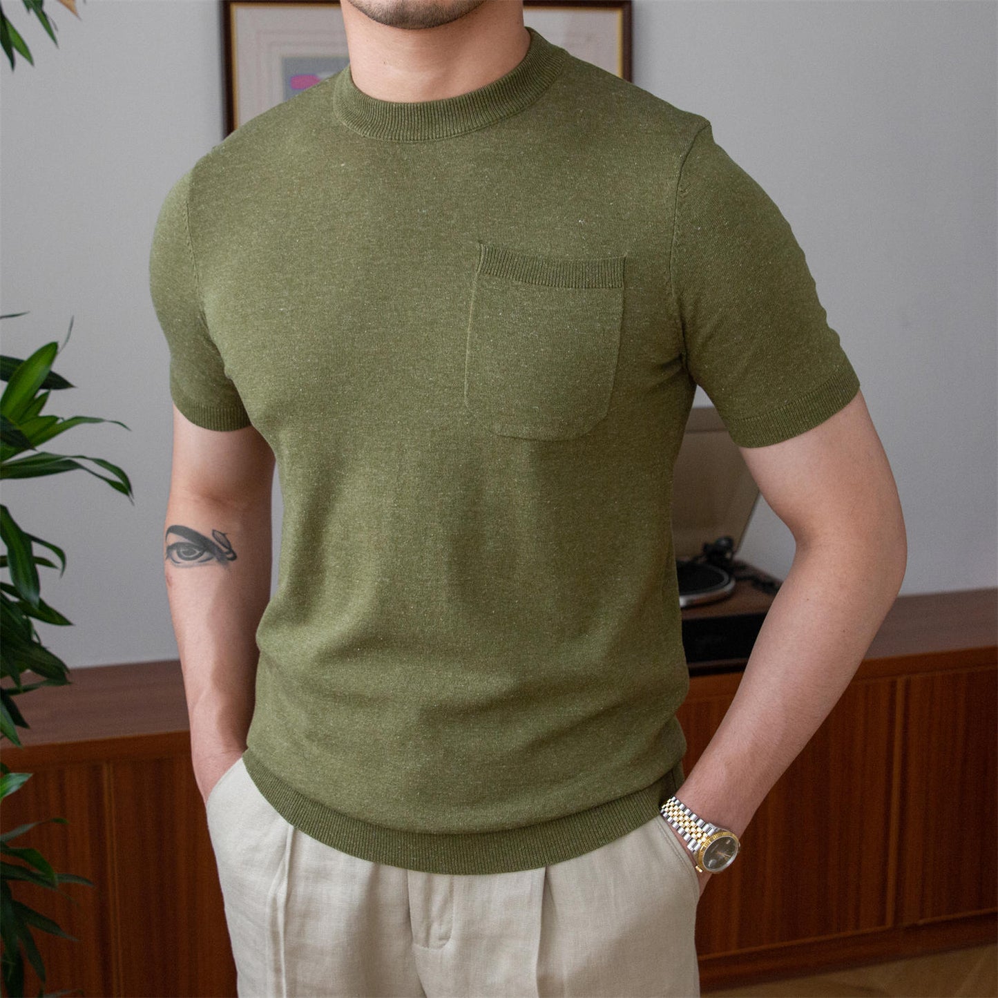 Knitted Linen Blend T-Shirt
