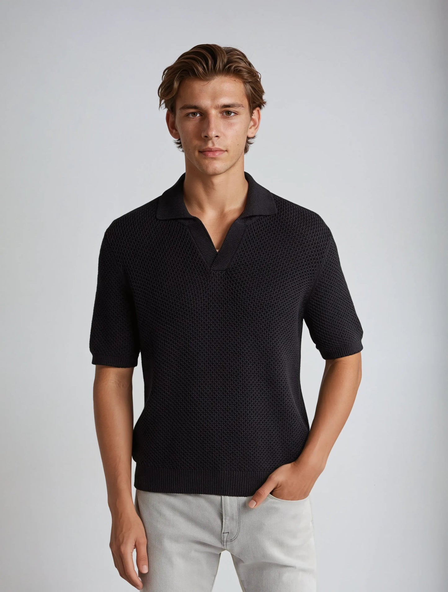 Open-Knit Polo for Men