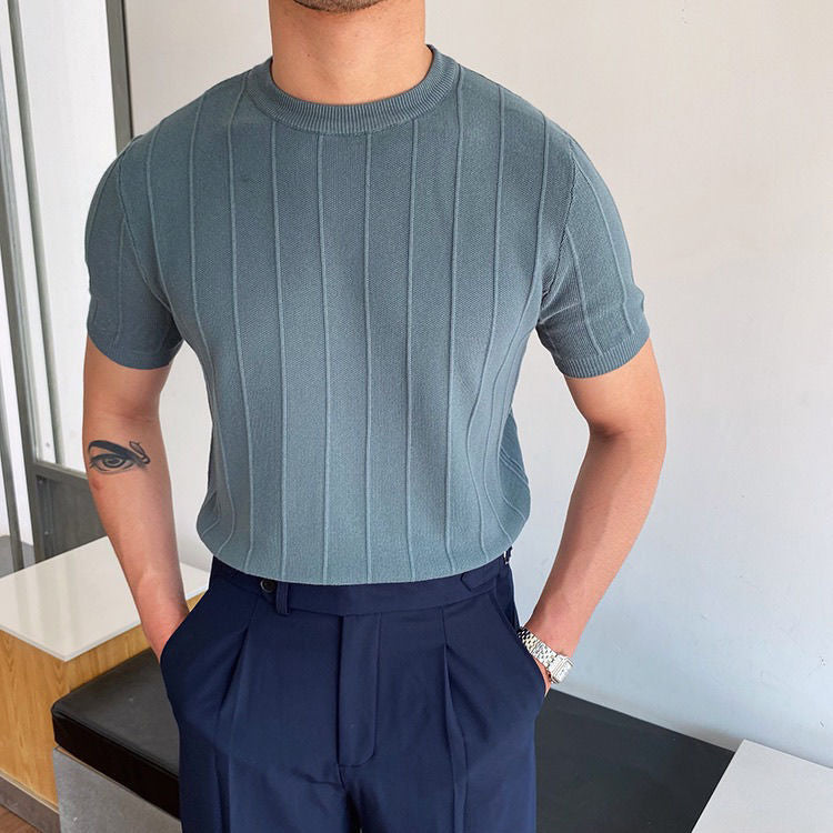Vertical Knit Short Sleeve T-Shirt