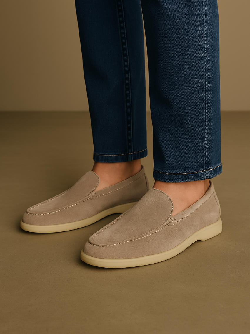 Suede Loafers – Sand Beige
